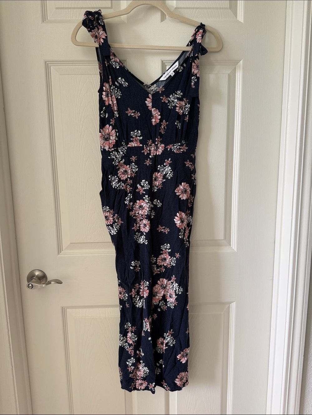 cupcakes & cashmere Navy Floral Jumpsuit with Pink Flowers